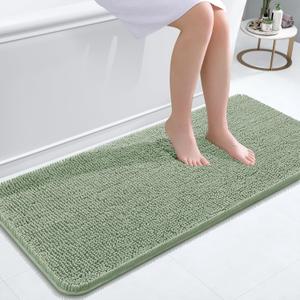 OLANLY Bathroom Runner Rugs 47x20, Soft Absorbent Chenille Bath Rugs, Rubber Backing Quick Dry, Machine Washable Long Bath Mats for Bathroom Floor, Tub and Shower, Home Decor Accessories, Sage Green