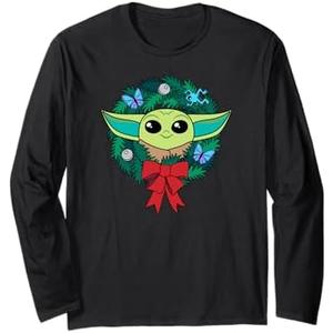 Amazon Essentials The Mandalorian Grogu Holiday Christmas Wreath Long Sleeve T-Shirt, Size: S