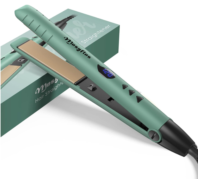 Hair Straightener,45W Hair Straightener Flat Iron, Straightener and Curling Iron for All Hairstyles, Fast Heating with LCD Display,Dual Voltage & Adjustable Temp, Gift for Girls Women (Green)