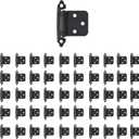 Overlay Cabinet Hinges 1/2 Inch 50 Pack (25 Pairs) Face Mount (Matte Black, Screws Included)