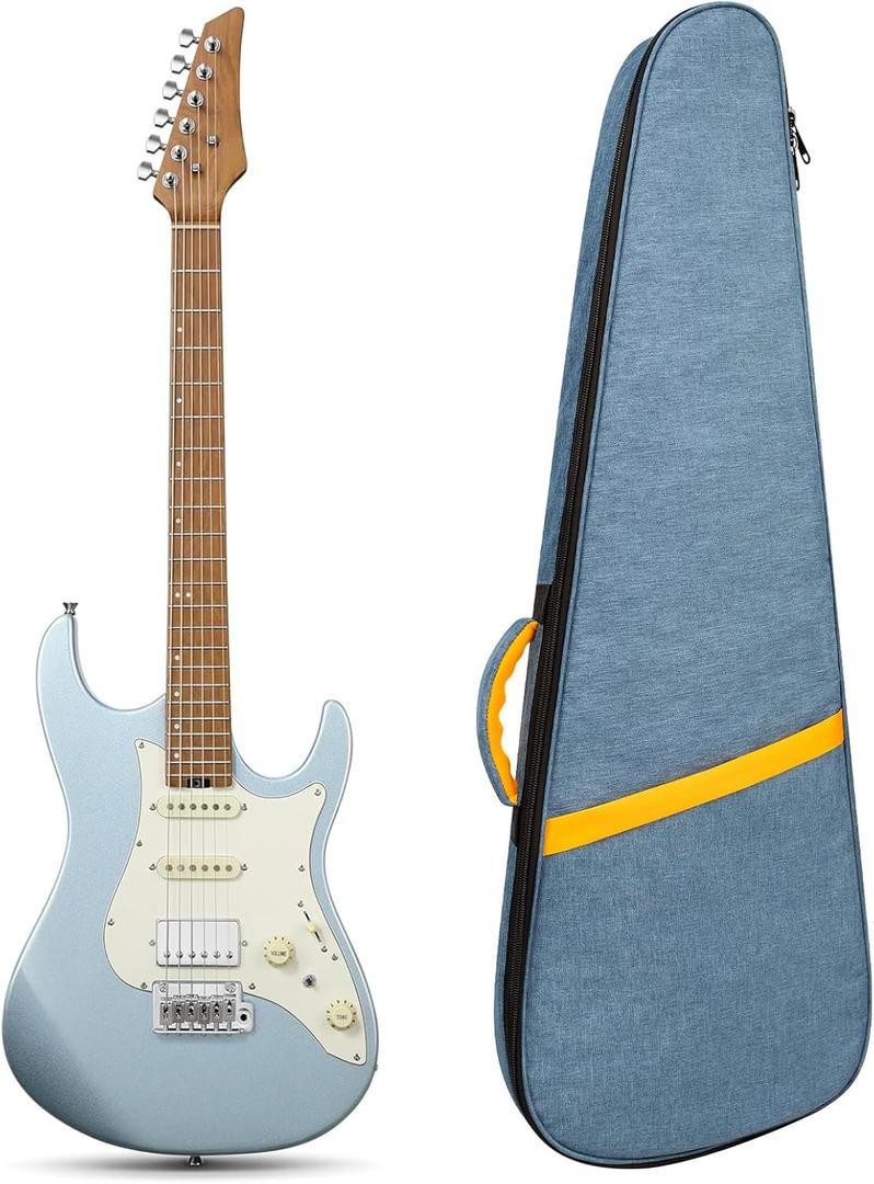 MUZNOTE Electric Guitar Bag, Electric Guitar Case Padded Electric Guitar Gig Bag 13mm Padding Soft Guitar Case with Neck Strap, Back Hanger Loop, Blue