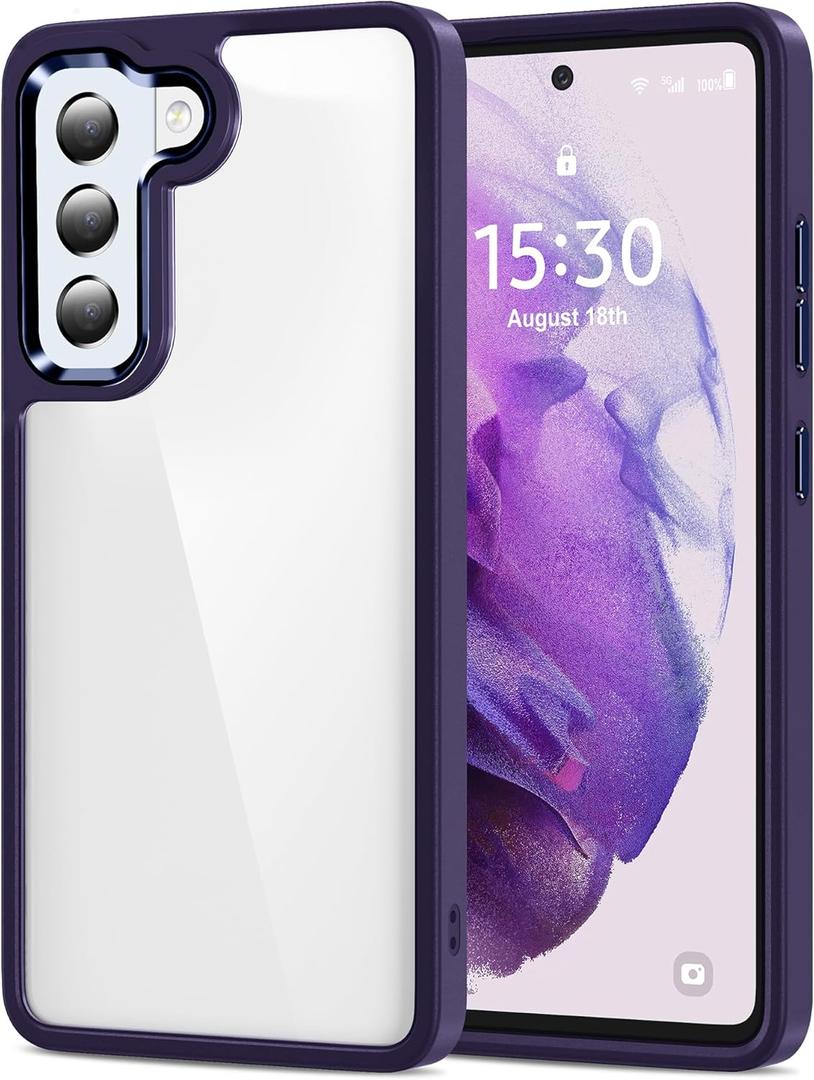 HOOMIL Case for Samsung Galaxy S21+ Plus (ONLY 6.7-Inch), Non-Yellowing, Drop Protection, Anti-Scratch Transparent Hard Back Phone Cover - Dark Purple