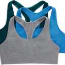 Hanes Women's Racerback Cotton T-Back Bralette (3 Pack) (Medium, Green Marble/Provence Blue/Concrete Heather)