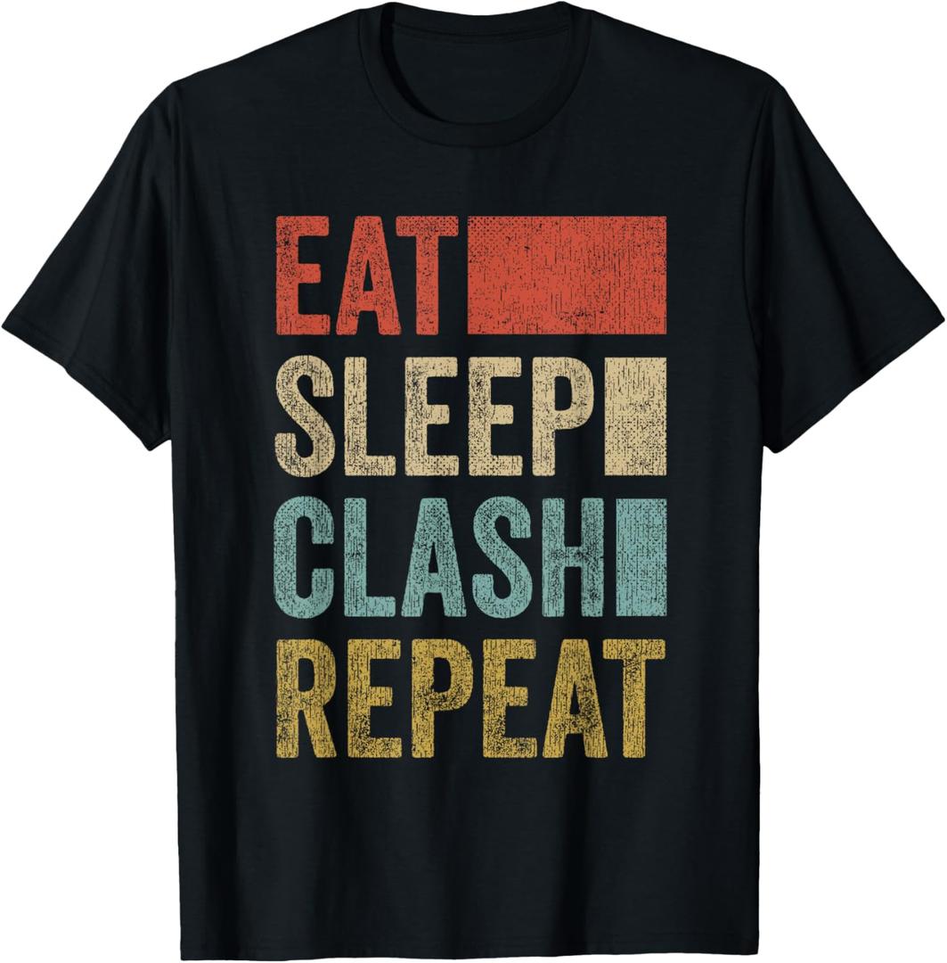 Eat Sleep Clash Repeat Vintage Gaming Clan Retro Clash T-Shirt, S