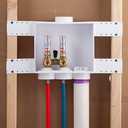 Oatey 38577 Quadtro Washing Machine Outlet Box F1807 PEX Tail Piece, Single Lever with Water Hammer, 2" Hub