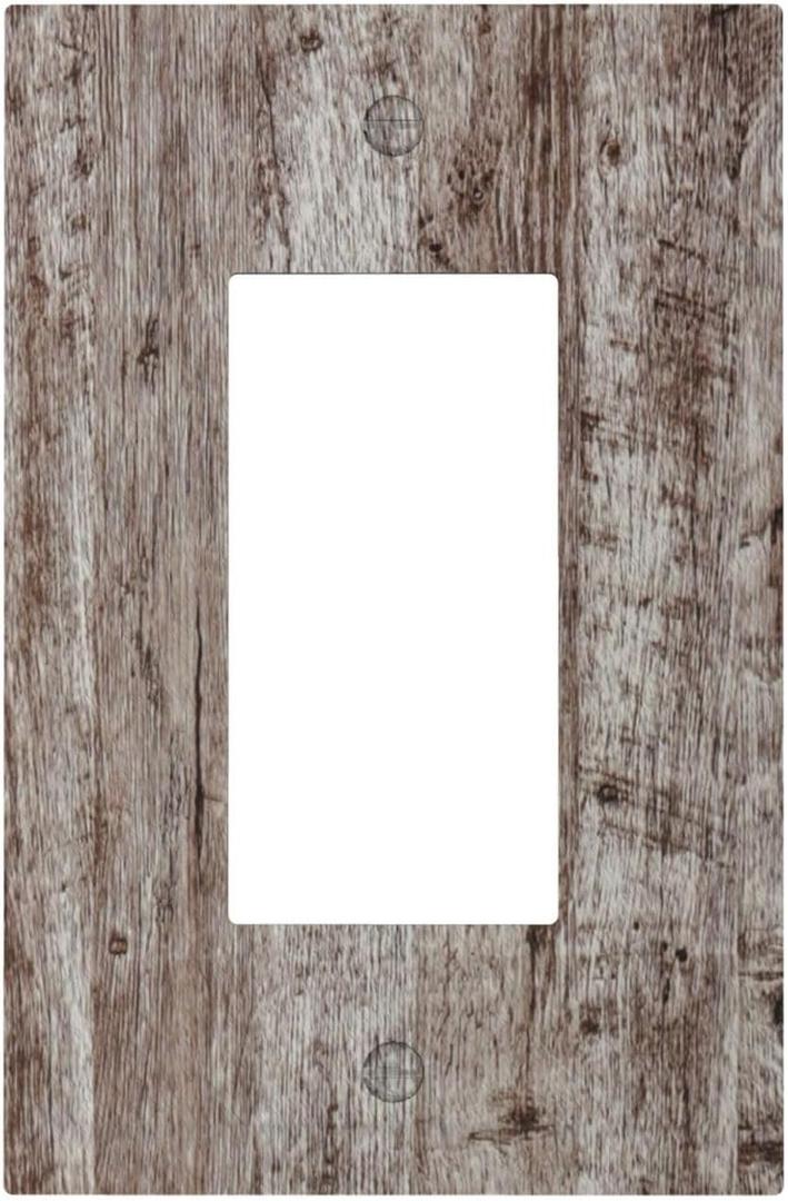 Light Switch Cover Plate Rustic Wood Grey Brown Vintage Wooden Plank 1 Gang Outlet Covers Single Rocker Decorative Switch plates Electrical Wall Plates GFCI Receptacle for Farmhouse Home Decor