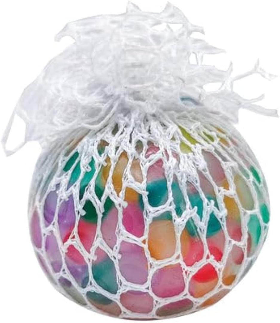 Raymond Geddes Lots O Mesh Balls - 12 Colorful Squeeze Balls Per Pack - Squish N Squeeze Stress Ball Filled with Multicolor Orbs