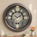 Pytha Sight Illuminated Large Metal Outdoor Clocks Waterproof 15 Inches with AI Auto Light Smart Sensor,Large Indoor Outdoor Wall Clocks with Thermometer & Hygrometer for Patio, Pool, Garden,Porch