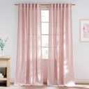 NICETOWN Linen Light Pink Curtains for Girls Room, Rod Pocket & Back Tab Privacy Semi Sheer with Light Filtering Thick Flax Window Drapes for Bedroom/Living Room, W55 x L108, 2 Panels