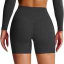 Aoxjox Metamorph Workout Biker Shorts for Women Tummy Control High Waisted Athletic Gym Running Deep V Yoga Short 6" S