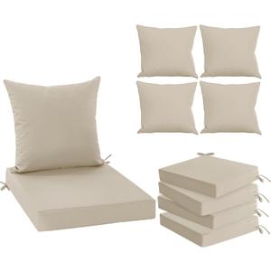 Patio Chair Cushions 22 x 22 Inch, Water Resistant Backrest Pillow and Seat Cushion Set for Outdoor Furniture, Sectional Sofa Cushion Replacments, Cream, Set of 4