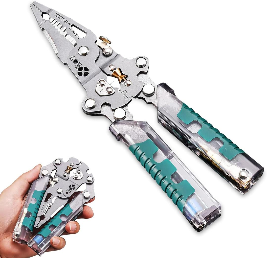 2026 Electrical Pliers, 23 In 1 Foldable ire Stripper Tool with Voltage Test & Dual Alarms, Multifunctional Wire Cutters & Stylus Screwdriver for Cutting & Pulling Cable, HVAC, Car Repair Tool