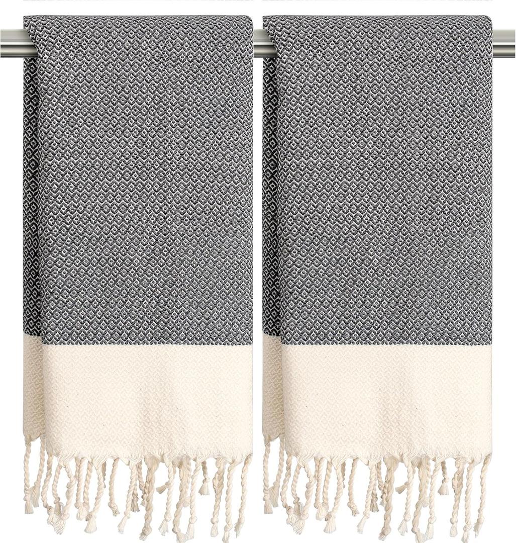 cabanana Hand Towels for Bathroom - 2-Pack, 16x40 Inch-100% Cotton, Turkish Bathroom Hand Towels, Super Absorbent & Quick-Dry Soft for Bath, Kitchen, Spa, Face, Hair, Dishcloth (Quarry)