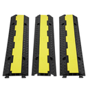 VEVOR 3 PCs 2 Channel Rubber Cable Protector Ramp, 12000 lbs/axle Capacity Heavy Duty Hose Wire Cover Ramp Driveway, Traffic Speed Bump w/Flip-Open Top Cover & 50 ft Warning Tape, for Indoor&Outdoor