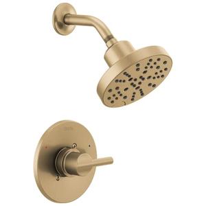 Delta Nicoli 14 Series H2Okinetic Shower Faucet Set, Brushed Gold Shower Head and Handle Set, Valve Trim Kit, Champagne Bronze 142749-CZ (Shower Valve Included)