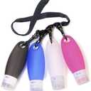 SANTREST Gym Refillable Bottles Leak Proof Camping Travel Containers with Shower Lanyard,3.3oz TSA Approved Squeezable Silicone Travel Tube Set for Gym Shampoo Lotion Soap