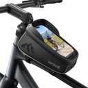Lamicall Bike Frame Bag Waterproof - [1.6L Large Capacity] Bike Phone Bag, Bike Phone Holder Mount, Bicycle Front Bag, Cycling Pouch with Rain Cover, Bike Accessories for Phones Under 7"