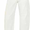 GRAPENT Barrel Jeans for Women Trendy High Waisted Wide Leg Baggy Cropped Relax Fit Stretch Denim Trouser Ankle Pants, Size: XX-Large