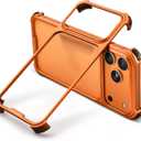 OATSBASF for iPhone 17 Pro Max Bumper Case, Metal Aluminum Frameless Slim, No Back Design Compatible with MagSafe, Shockproof Phone Case 6.9 inch, Orange