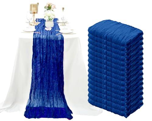 15 Pack Cheesecloth Table Runner 6FT Romantic Cheese Cloth Table Runner 35 x72Inch Gauze Boho Table Runners for Wedding Birthday Party Pinic Bridal Baby Shower Anniversary Table Decoration(Royal Blue)