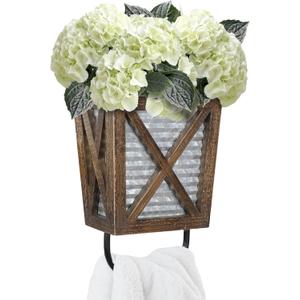 Autumn Alley Farmhouse Decor Rustic Hand Towel Holder - Farmhouse Towel For Bathroom Wall, For Kitchen Wall With Wooden Storage Add Charm to Your Rustic Bathroom Hand Towel Rack and Shelf Decor, Brown