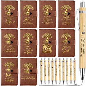 Spakon 20 Pcs Mother's Day Christian Gifts Bulk Leather Prayer Journal Religious Scripture Notebook with Bible Verse Pens for Graduation Coworker Women Men Church Members (English Tree of Life)