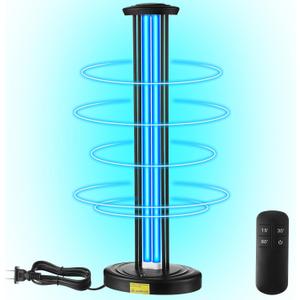 Qualirey 100W UV & Ozone Sanitizer, High Power Room Disinfection Light with 3 Level Timer & Remote, Whole Room Disinfection for Large Spaces, Offices & Basements