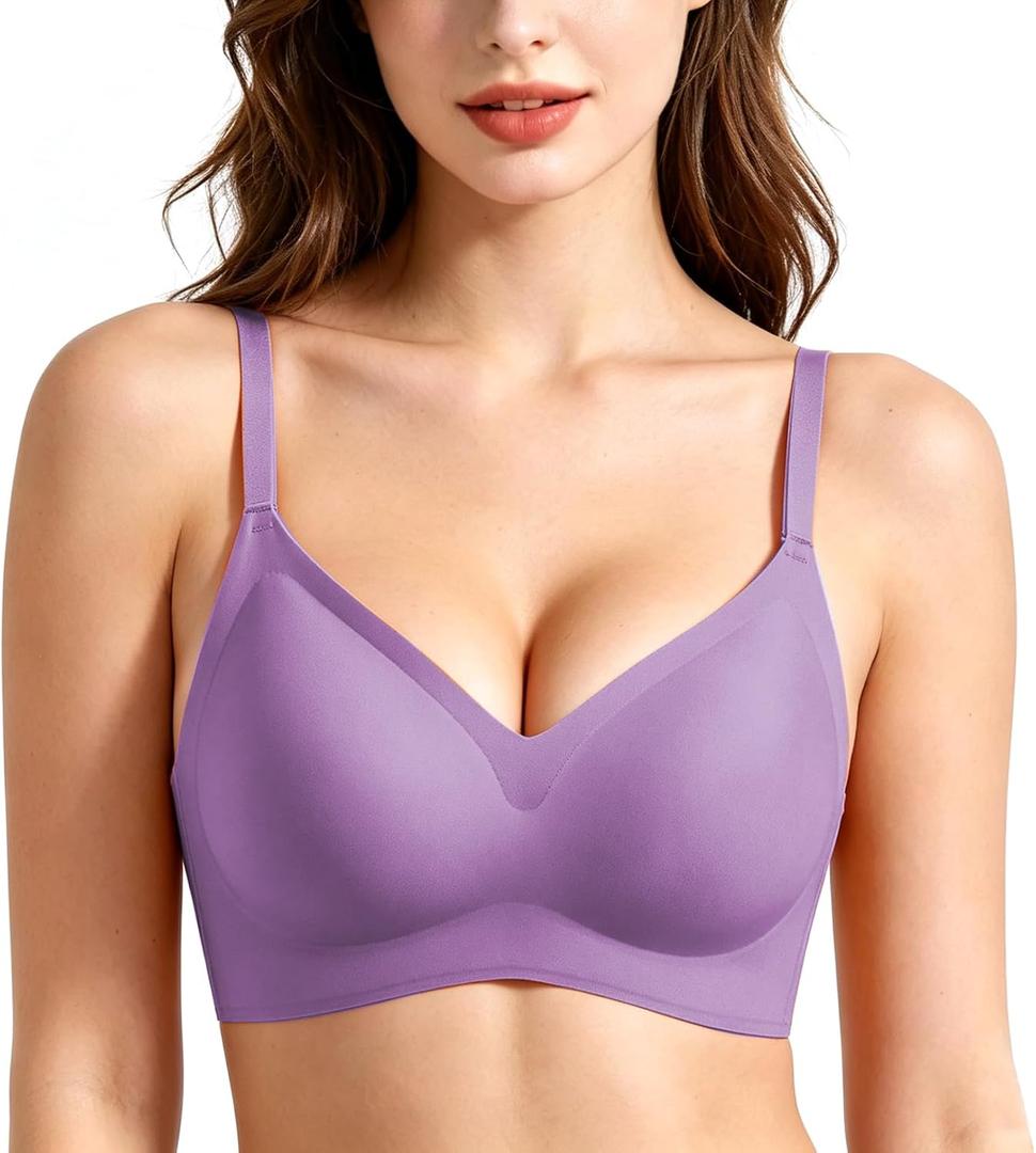 Jelly Bras for Women No Underwire Push Up Wireless Bralettes Seamless (L)
