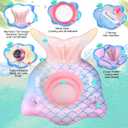 Premium Thickened Mermaid Pool Float for Kids & Adults - Large Inflatable Mermaid Tail Lounge Raft with Cup Holders, Backrest, Mesh Bottom and Handles Summer Water Fun Beach Party Swimming Pool Toys, 46"Inflatable Pool Float for Adults