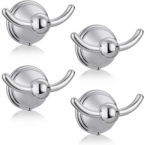 FILTA Bathroom Towel Hooks, Polished Chrome Robe & Towel Hooks for Wall Mounted, Traditional Towel and Robe Hooks for Hanging Towels, Bath Towel Holder for Shower(4 Pack)