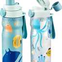 MAISON HUIS Kids Water Bottles 2 Pack, 18/8 Stainless Steel Vacuum Leak Proof Straw Cup with 21oz Tritan Sport Bottle, Kids Water Bottle for School, Gifts for Boys and Girls (Blue-Ocean)