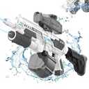EagleGrove Electric Water Gun with 1350CC Large Capacity, 32FT Long Range Auto Suction Water Guns for Adults, Squirt Gun Water Blasters for Kids Adults Beach Pool Outdoor Party Water Toys Gift White