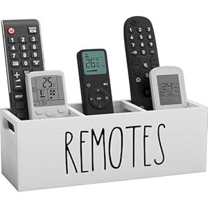 Remote Holder for Table, 3 Slots Wooden TV Remote Control Holder, Bedside Remote Control Storage Organizer - 10" x 3.3" x 3.3"
