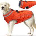 Dog Coat, Warm Dog Winter Coat for Large Dogs, Waterproof Jacket with Harness Built in, Reflective Turtleneck Cold Weather Coats with Zipper,Pet Fleece Vest Snow Jacket, Orange L