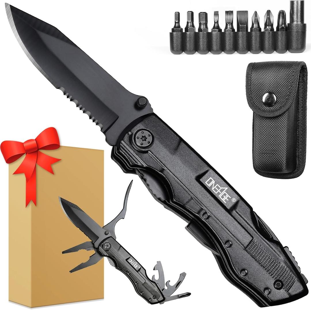 Gifts for Men Him Dad, Pocket Multitool Knife, Christmas Stocking Stuffers for Men, Anniversary Birthday Gifts for Husband, Boyfriend, Guy, Groomsmen, Fathers Day, Gadget for Hiking, Camping, Outdoor