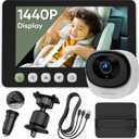 bonoch 5" 1440P Baby Car Camera, Clearest Monitor with 360 Rotating Wide View, Backseat Rear Facing Mirror for Baby, USB Powered with Charger, Easy Setup, Night Vision, Plug & Play Safe Driving