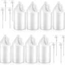 Hoolerry 8 Packs 1 Gallon Plastic Jug with Lids BPA Free Reusable Round Clear Plastic Jug with Cap Heavy Duty HDPE Containers with Pump Dispenser for Sauces Soaps Detergents Liquids(Transparent)