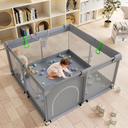 Playpen, 50"x50" Play Pen for Babies and Toddlers, Sturdy Safety Playard With Anti Slip Suction Cups, Grey