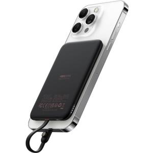 VEEKTOMX 5000mAh Slim Portable Charger with Built-in Lighting Cable - Power Bank Travel Phone Charger - External Battery Pack Compatible with AirPods/iPhone 14/13/12/11 Pro- Black