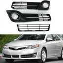 3Pcs Front Bumper Fog Light Cover Grilles Replacement for 2012-2014 Camry SE 5311206210, 5212806290, 5212706290