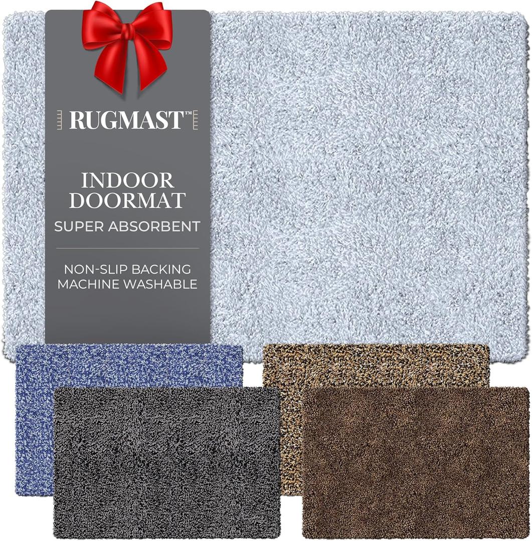 Premium Microfiber Indoor Door Mat  32"x48" Washable Entry Mat, Non-Slip, Waterproof Backing, Super Absorbent, Low Profile Entryway Doormat for Indoor Entrance (Dark Gray/Light Gray Fibers)