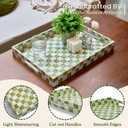 CHI AN HOME 15.8" x 11.8" Decorative Rectangular Tray with Natural Capiz Shells, Checkered Tray with Handles, Serving Tray for Ottoman, Coffee Table, Kitchen Counter Home Decor (Pistachio Green)