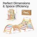 Tiny Land Pikler Triangle Set, 7-in-1 Foldable Pikler Triangle Climbing Toys Set for Kids,Baby Indoor Playground Jungle Gym, Wooden Montessori Climbing Set for Toddler (Rainbow)