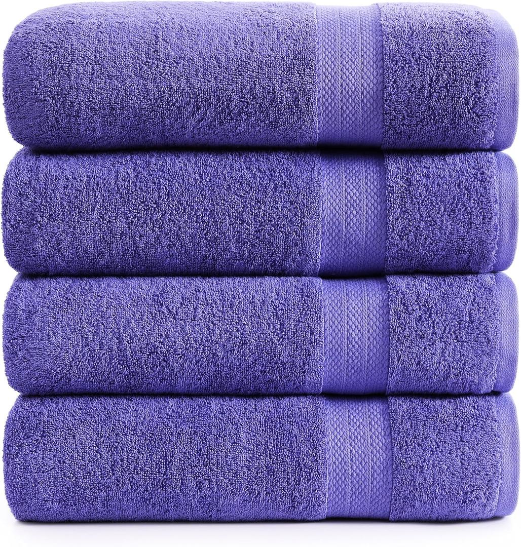 LANE LINEN Bath Towels Set of 4 (28"x54") - 100% Ring Spun Cotton Bathroom Towel Set - Durable, Quick Dry, Soft & Highly Absorbent Large Bath Towels - Holds Well After Multiple Washes - Blue Irish