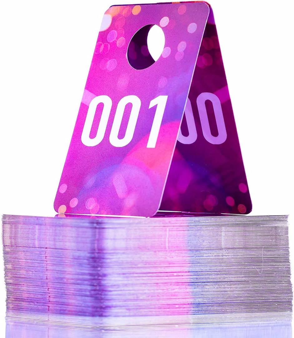 Plastic Number Tags, 1.97x3.15 Inch (5x8cm), Pink Spots - Normal and Reverse Mirror Image Cards for Live and Clothes Sales, Reusable (1-200)