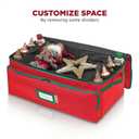 Premium Christmas Ornament Storage Box Holds up to 72-3 Ornaments + 6 Side Slots for Figurines & Nutcrackers Holiday Decoration Organizer Durable 600D Red Canvas