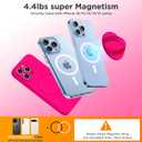 Upgraded Magnetic Phone Grip, Liquid Silicone Soft and Portable, Removable Finger Loop Ring Grip Holder for iPhone, Strong Magnetic Attraction, Compatible with MagSafe Phone Case, Neon Pink