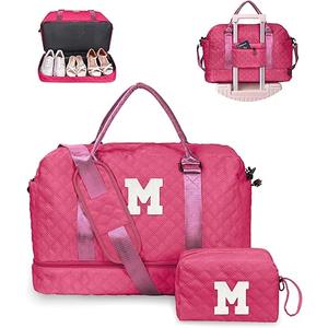 Vogewood Graduation Gifts, Weekender Bags for Women, Initial Gifts Girls Bag, Sports Gym bag for Girl Teens, Travel Overnight Sleepover Bag, Tween Girls Gift for Kids hot pink