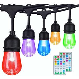 Commercial Grade 96FT LED Outdoor String Lights with Remote Control - Shatterproof Waterproof Color Changing Christmas Lights, Dimmable for Patio, Garden, Wedding Decor