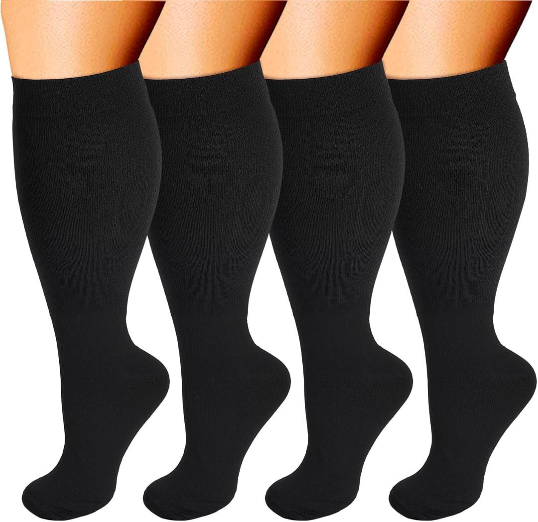 Double Couple Wide Calf Compression Socks-15-20mmHg Plus Size Compression Sock for Pregnancy